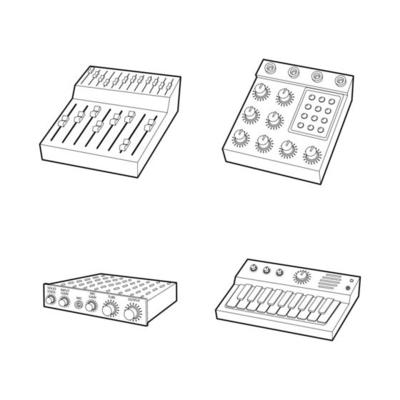 Equalizer icon set, outline style
