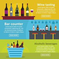 Wine tasting bar banner horizontal set, flat style vector