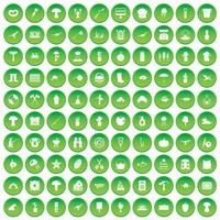 100 hobby icons set green circle vector