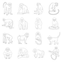 Different monkeys icon set outline vector