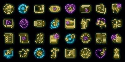 Playlist icons set vector neon