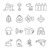 Kindergarten icons set, outline style vector