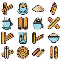 Cinnamon icons set vector flat