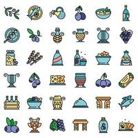 iconos de comida de grecia establecer vector plano