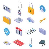 Personal information icons set, isometric style vector