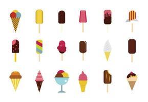 Ice cream icon set, flat style vector