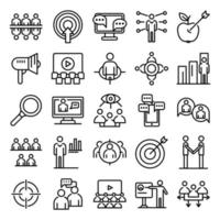 Audience icons set, outline style vector