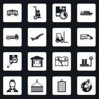 Logistic icons set squares vector