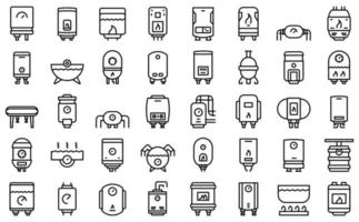 Gas boiler icons set outline vector. Room hvac vector