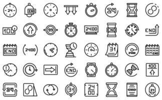Duration icons set outline vector. Future past vector