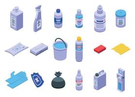 Disinfection icons set, isometric style vector