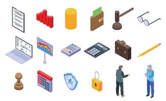 Audit icons set, isometric style vector