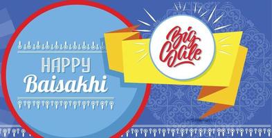 Happy baisakhi new sale concept banner, cartoon style vector