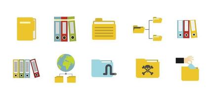 Folder icon set, flat style vector