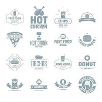 Fast food logo icons set, simple style vector