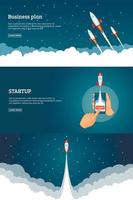 Startup project banner concept set. Business cartoon design vector