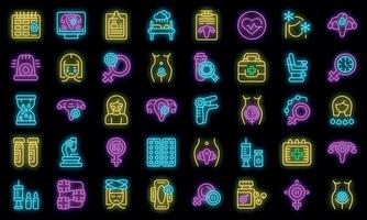 Menopause icons set vector neon