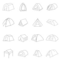 Tent forms icon set outline vector