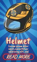 Helmet concept banner, comics isometric style vector