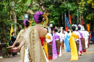 Thai females tranditinal dancing. photo