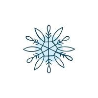 A hand-drawn snowflake. Vector illustration in doodle style. Winter mood. Hello 2023. Merry Christmas and Happy New Year. Blue element on a white background.