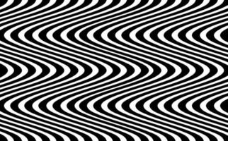 Psychedelic lines. Abstract pattern. Texture with wavy banner, curves stripes. Optical art background. Wave black and white design, Vector illustration hypnotic template
