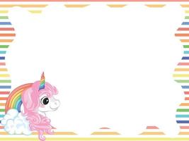 lindo personaje de dibujos animados de unicornio con banner en blanco vector