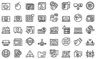 Antivirus icons set outline vector. Malware bug vector