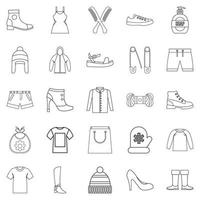 Present icons set, outline style vector