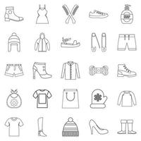 Present icons set, outline style vector