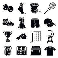 Tennis icons set, simple style vector