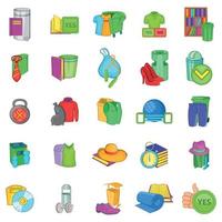 Conjunto de iconos de reciclaje ecológico, estilo de dibujos animados vector