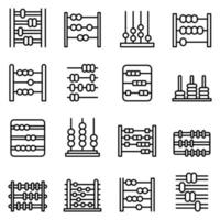 Abacus icons set, outline style