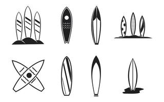 Surf board icon set, simple style vector