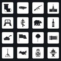 Russia icons set squares vector