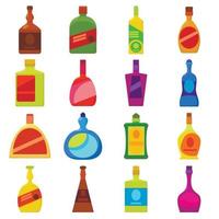 Bottles types icons set, cartoon style vector