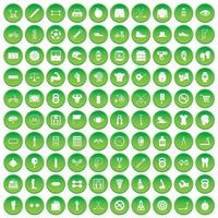 100 kettlebell icons set green circle vector