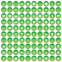 100 kettlebell icons set green circle vector