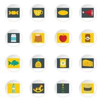 Shop navigation foods icons set in flat style vector