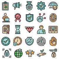 Reliability icons set vector flat