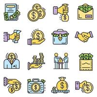 Bribery icon set, outline style vector