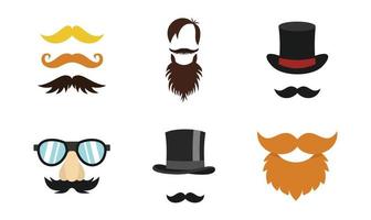 conjunto de iconos de bigote, tipo plano vector