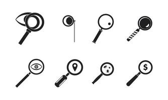 Magnifying glass icon set, simple style vector