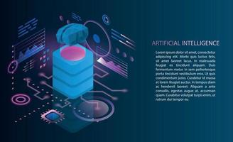 Artificial intelligence concept banner, isometric style vector