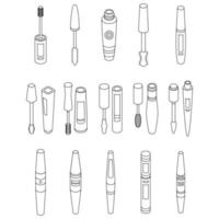 Mascara icons set vector outine