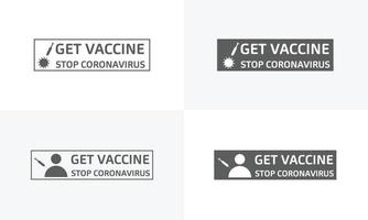 conjunto de plantilla de diseño de icono de banner de vacuna, detener el coronavirus, prevenir el coronavirus vector