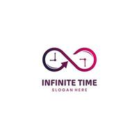 logotipo de tiempo infinito sobre fondo aislado, símbolo infinito con concepto moderno de logotipo de reloj vector