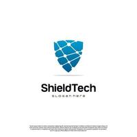 cyber shield logo design on isolated background, shield with technology element logo modern concept vector