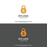 bitcoin combine with padlock logo, safety bitcoin icon template, unlock bitcoin logo vector