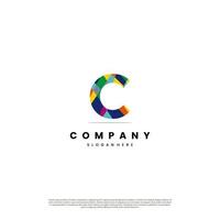 initial C with abstract colorful logo design modern concept vector